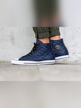 Converse Quilted High-Top Sneakers in Navy - Classic Casual Style - Mens 13US